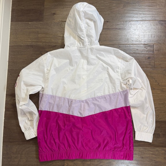Columbia Women's Colorblock Windbreaker Hooded Jacket White Pink Purple XL - Picture 4 of 8